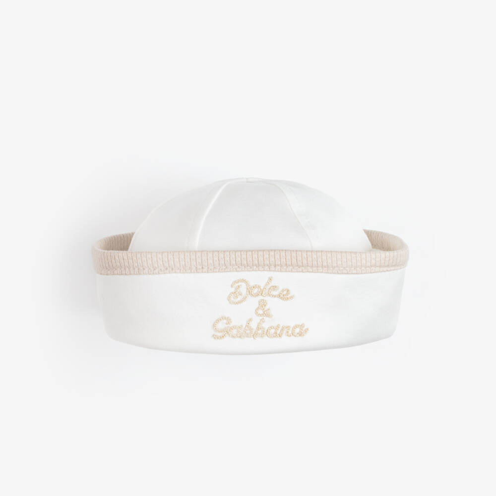 Dolce & Gabbana-Boys Ivory & Beige Cotton Sailor Hat  | Childrensalon