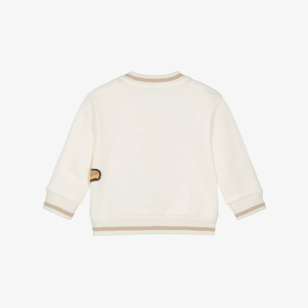 Dolce & Gabbana-Boys Ivory Cotton 3D Leopard Sweatshirt with DG Logo | Childrensalon