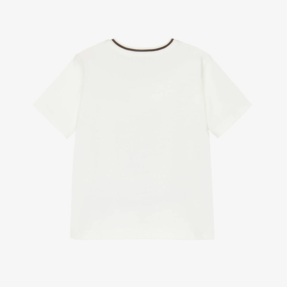 Dolce & Gabbana-Boys Ivory Cotton DG Logo T-Shirt with Pocket | Childrensalon