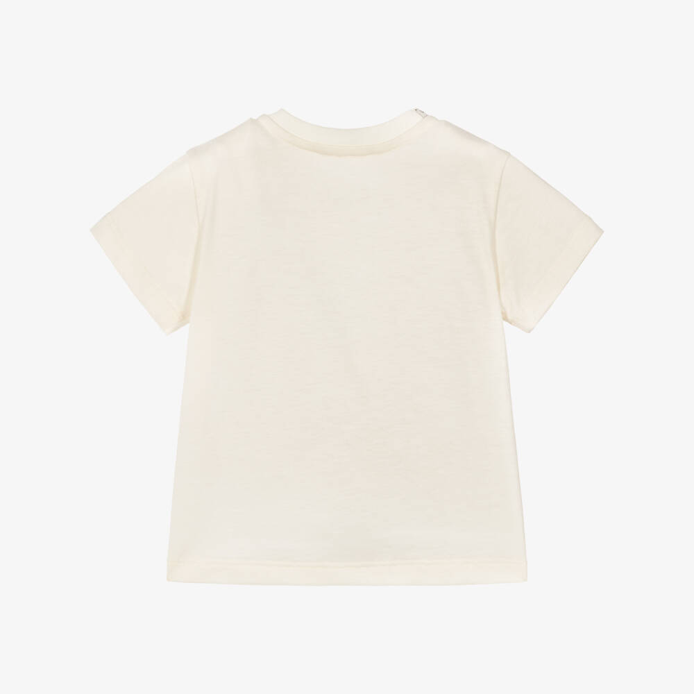 Dolce & Gabbana-Boys Ivory Cotton T-Shirt with Leopard Cubs | Childrensalon