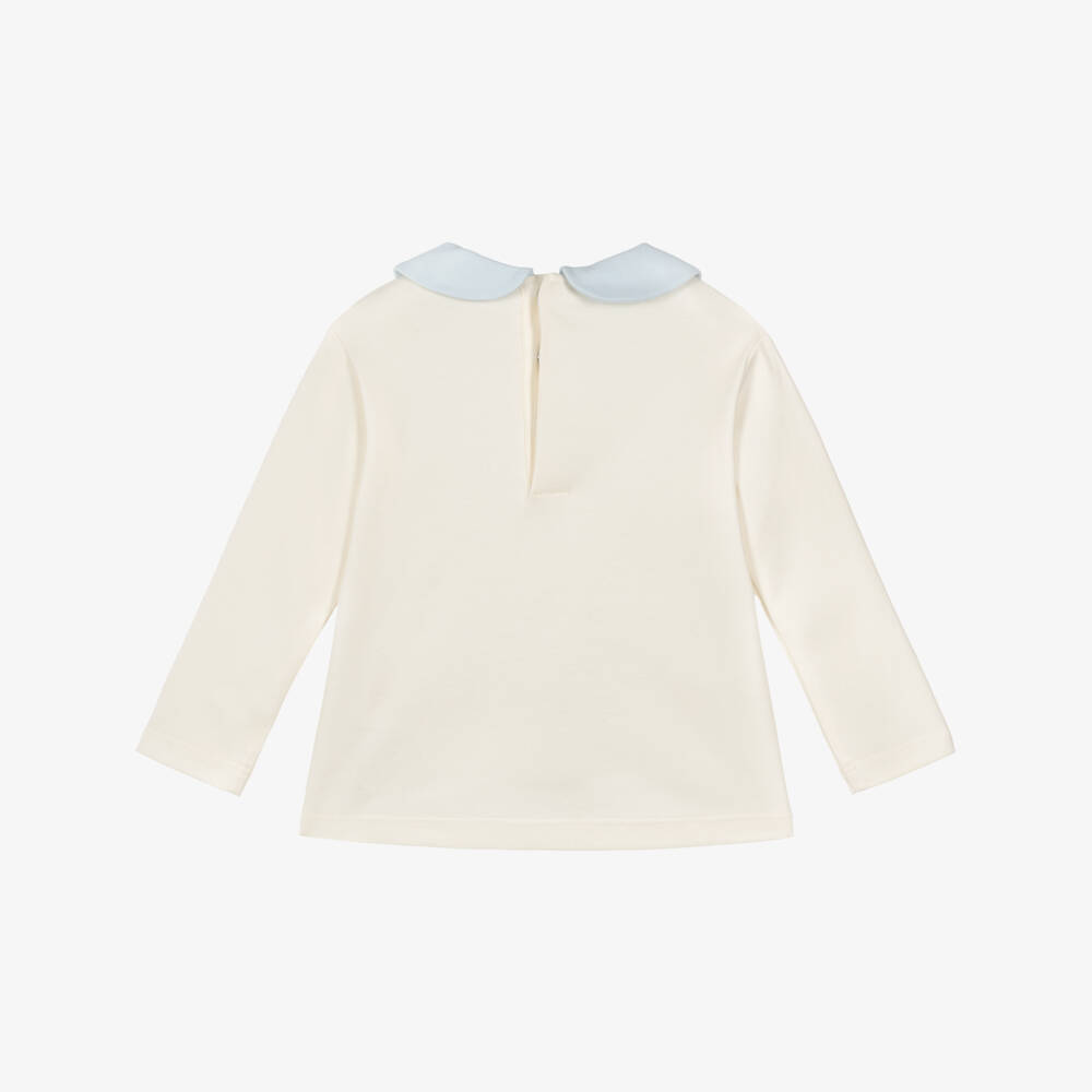 Dolce & Gabbana-Boys Ivory Cotton Top with Baby Leopard & DG Logo | Childrensalon