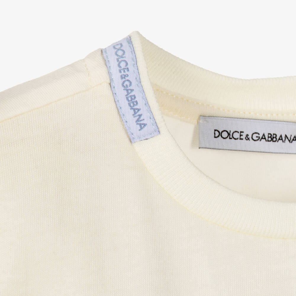 Dolce & Gabbana-Boys Ivory T-Shirt with Leopard Cub Illustration | Childrensalon