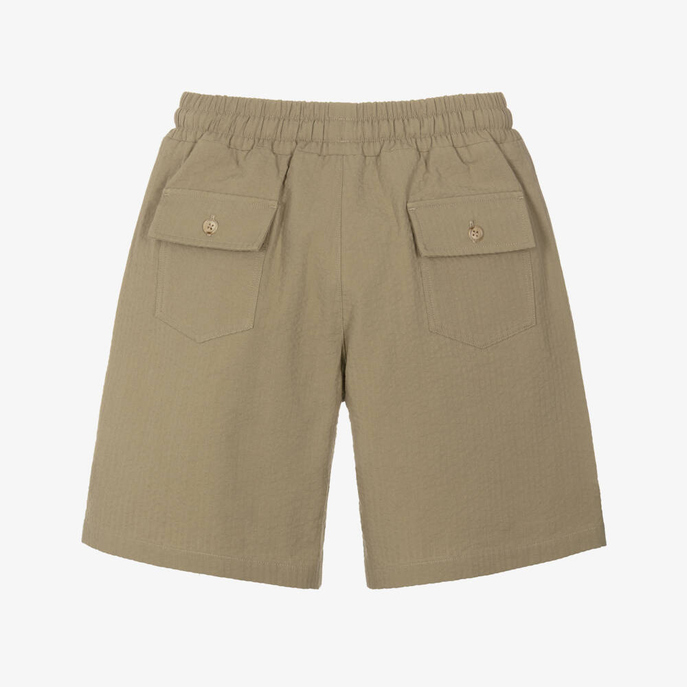 Dolce & Gabbana-Boys Khaki Green Cotton Seersucker Shorts | Childrensalon