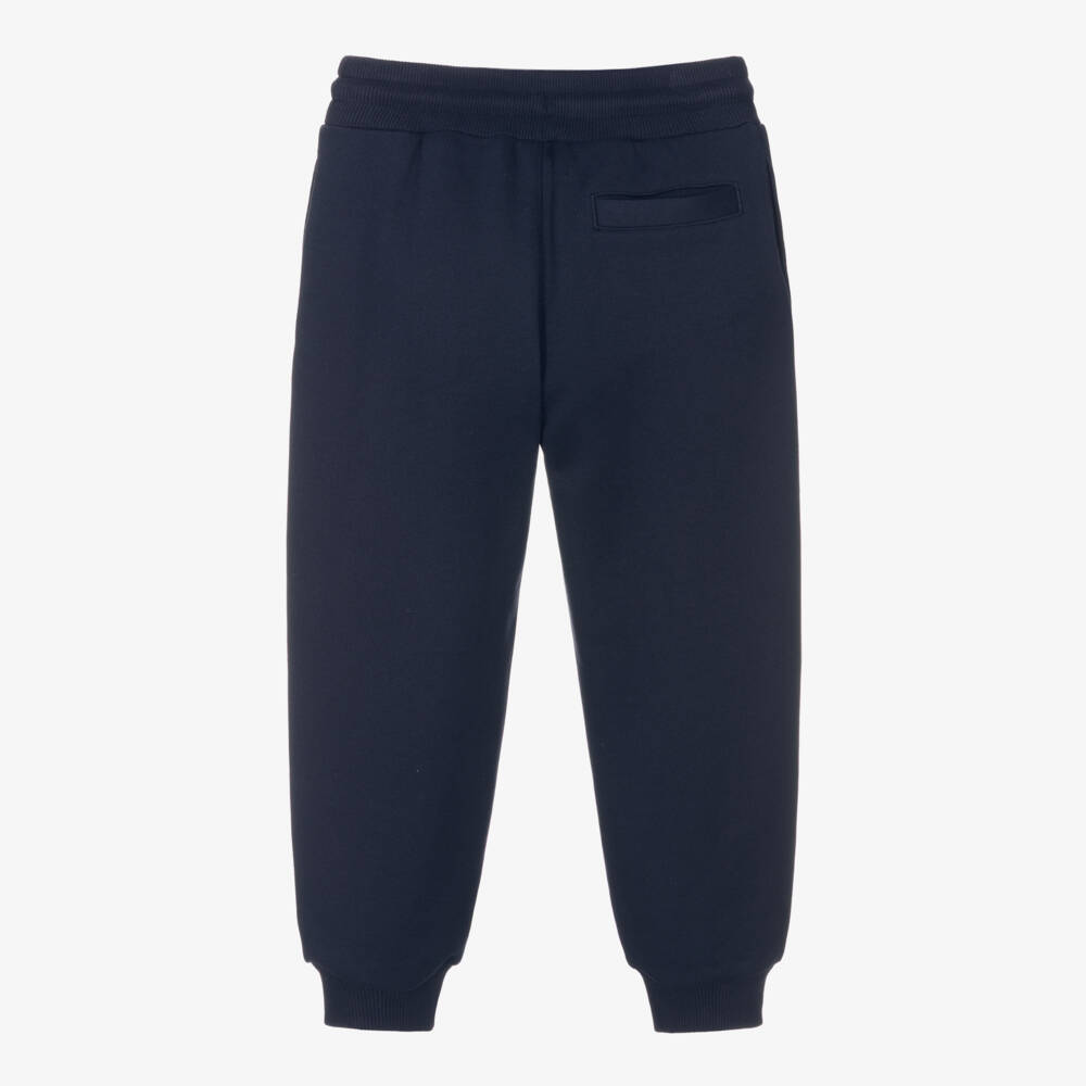 Dolce & Gabbana-Boys Navy Blue Cotton DG Cuffed Joggers | Childrensalon