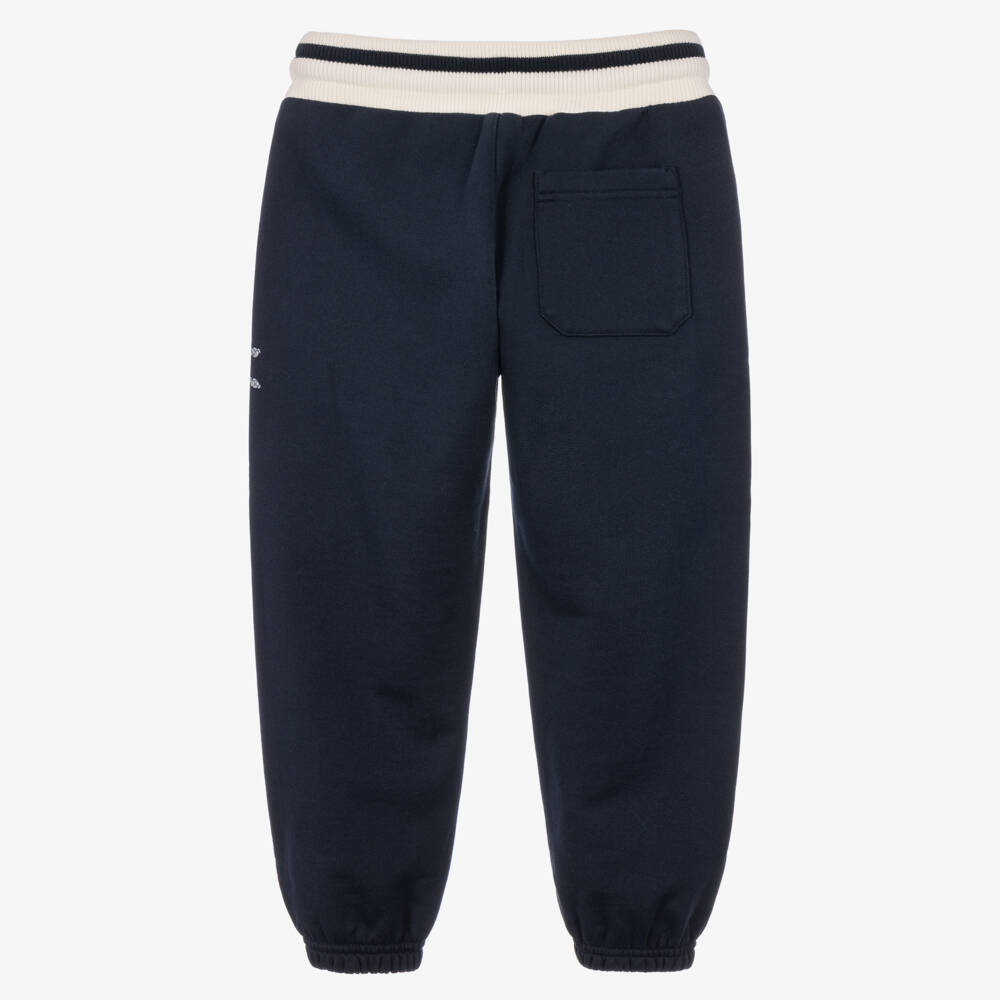 Dolce & Gabbana-Boys Navy Blue Cotton Jersey Joggers with Marina Logo | Childrensalon
