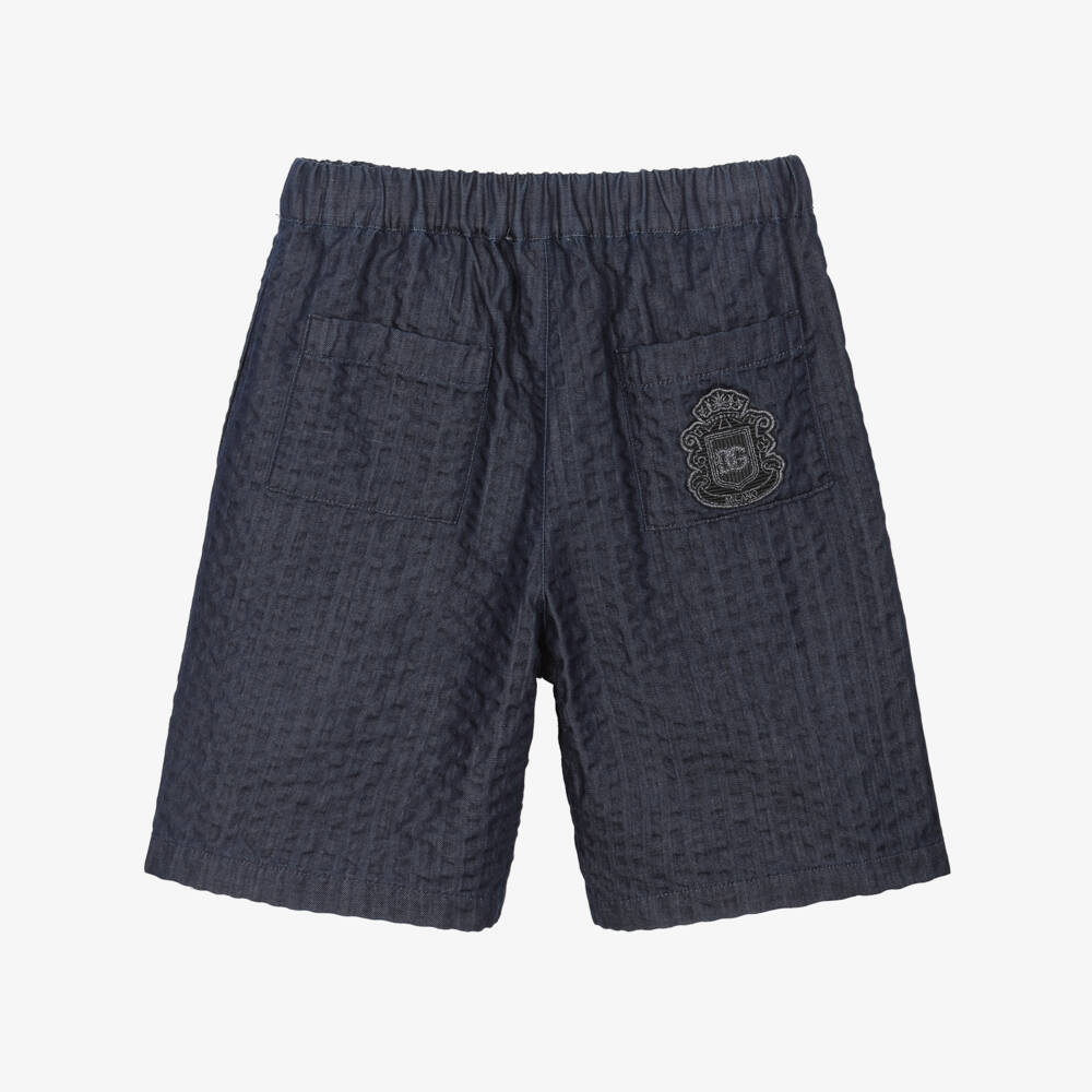 Dolce & Gabbana-Шорты синие из денима сирсакер для мальчиков | Childrensalon