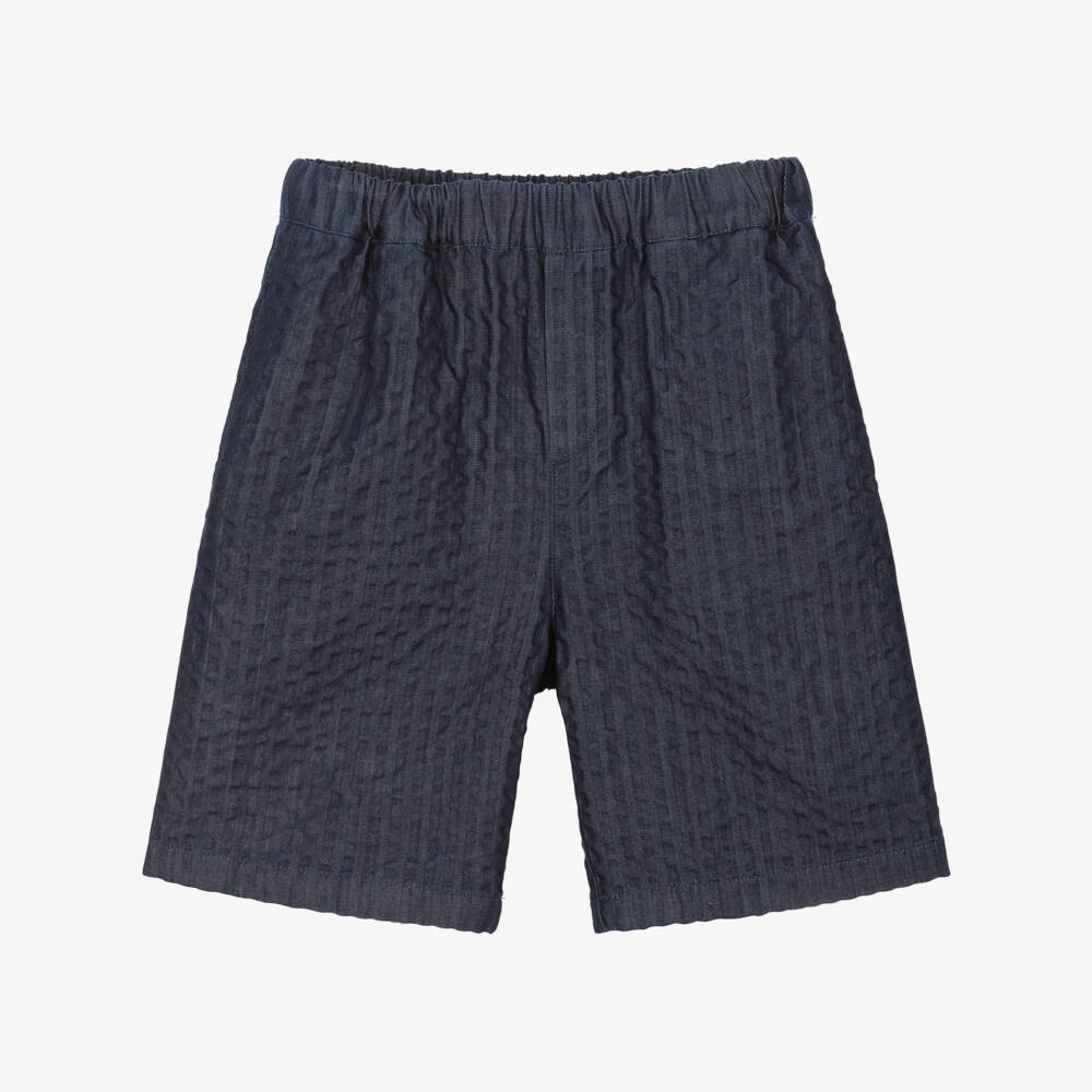 Dolce & Gabbana-Boys Navy Blue Denim Seersucker Shorts | Childrensalon