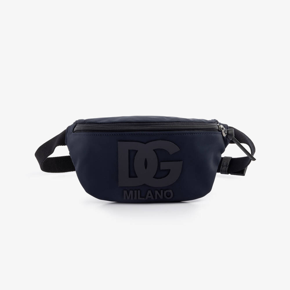 Dolce & Gabbana-Boys Navy Blue DG Logo Belt Bag (23cm) | Childrensalon