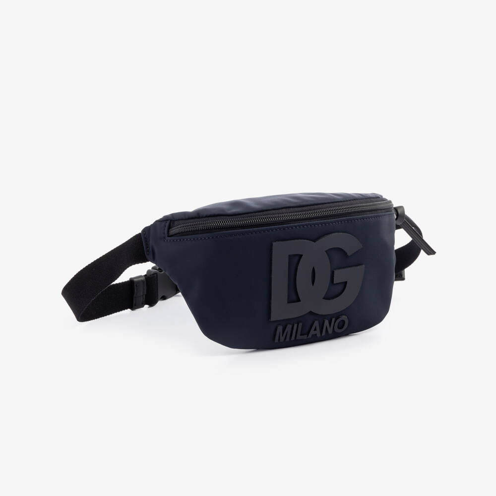 Dolce & Gabbana-Boys Navy Blue DG Logo Belt Bag (23cm) | Childrensalon
