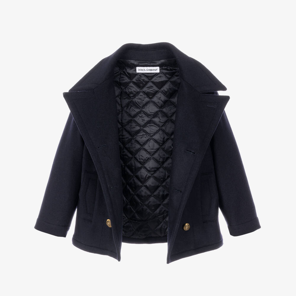 Dolce & Gabbana-Boys Navy Blue Double-Breasted Jacket | Childrensalon