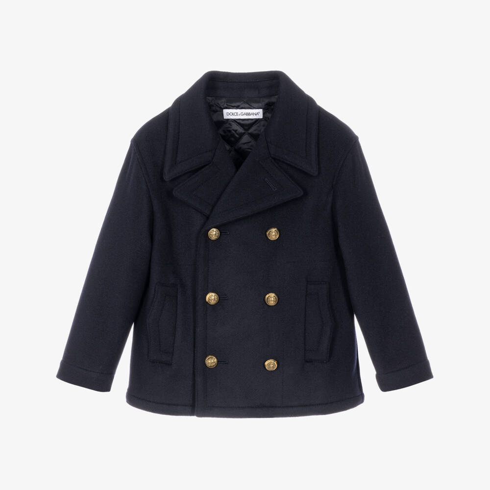 Dolce & Gabbana-Boys Navy Blue Double-Breasted Jacket | Childrensalon