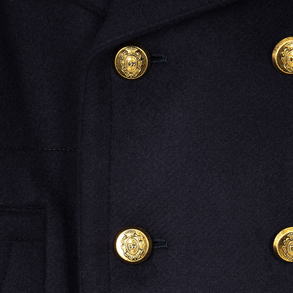 Dolce & Gabbana-Boys Navy Blue Double-Breasted Jacket | Childrensalon