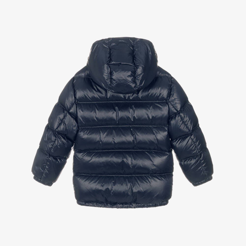 Dolce & Gabbana-Boys Navy Blue Down Padded Coat with DG Crest | Childrensalon
