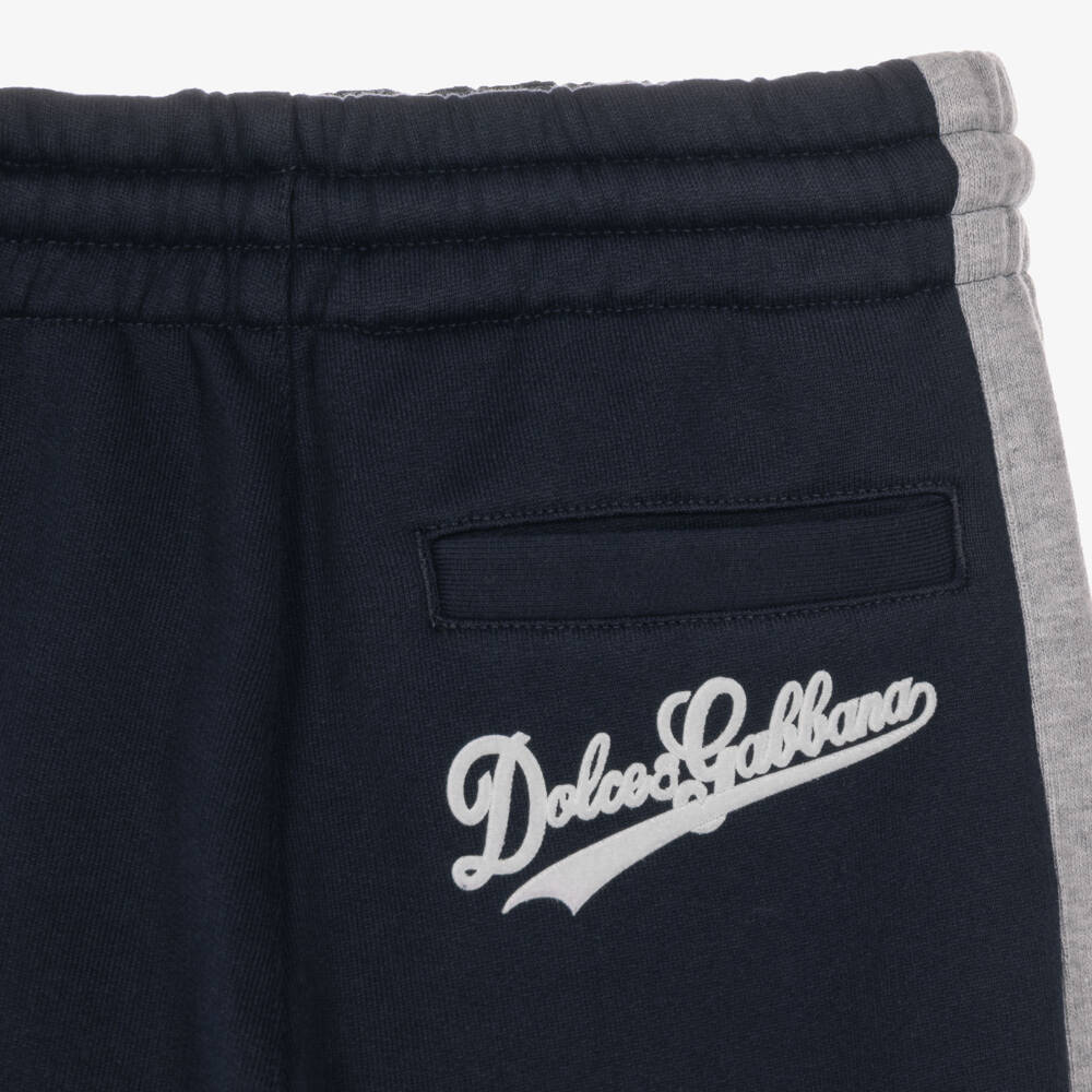 Dolce & Gabbana-Boys Navy Blue & Grey Cotton Jersey Joggers | Childrensalon