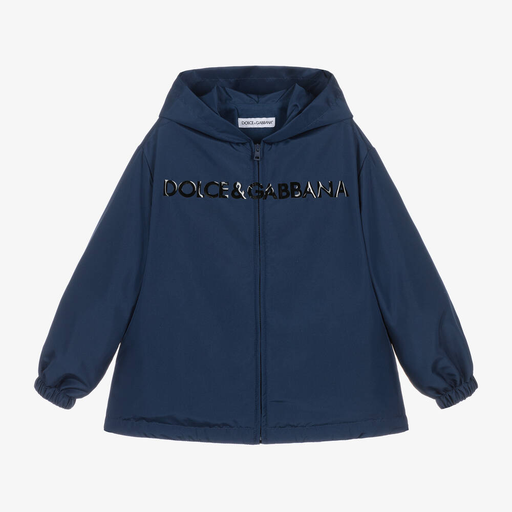 DOLCE & GABBANA ネイビー フード付きジャケット Dolce & Gabbana - Boys Navy Blue Hooded Jacket | Childrensalon