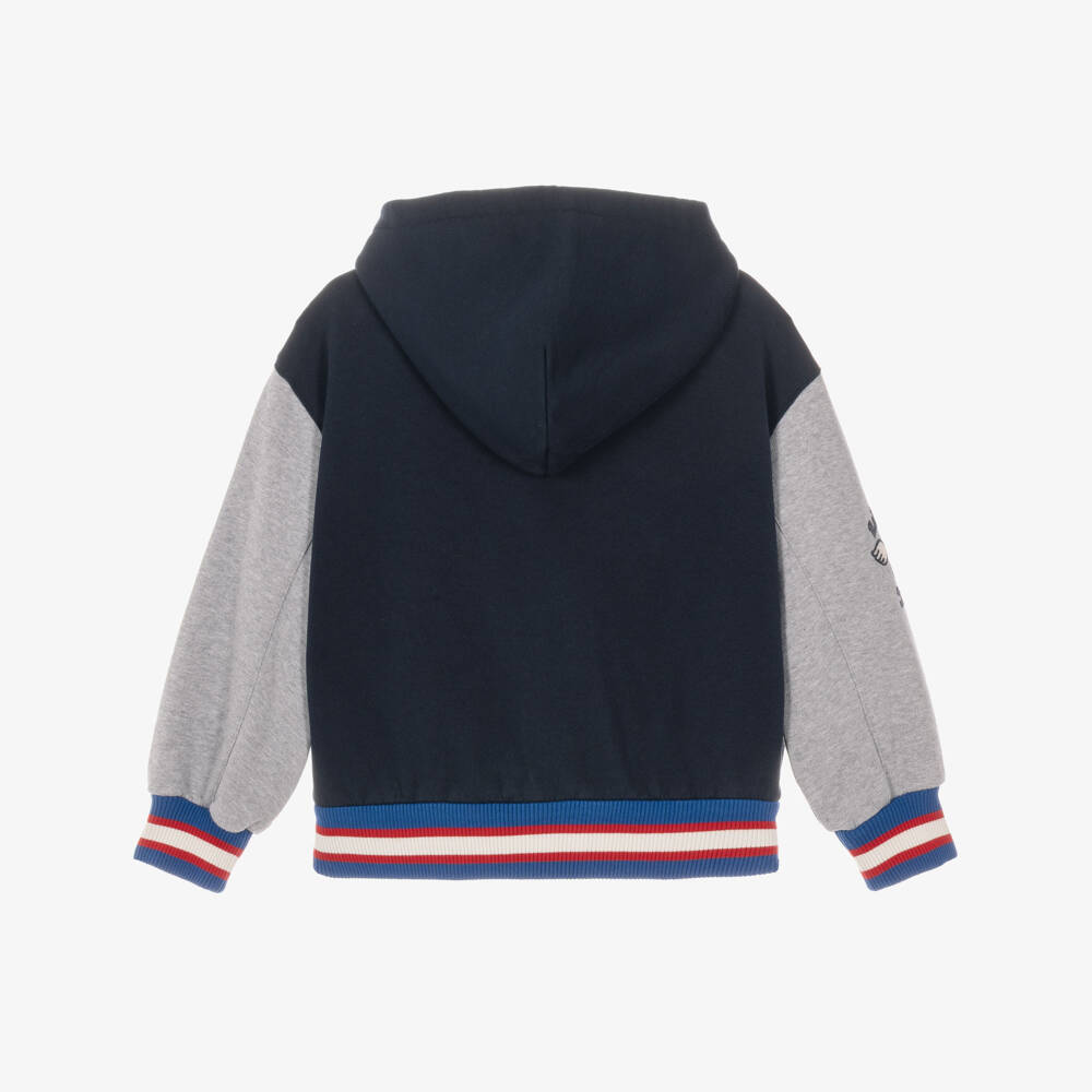 Dolce & Gabbana-Boys Navy Blue Hooded Varsity Jacket | Childrensalon