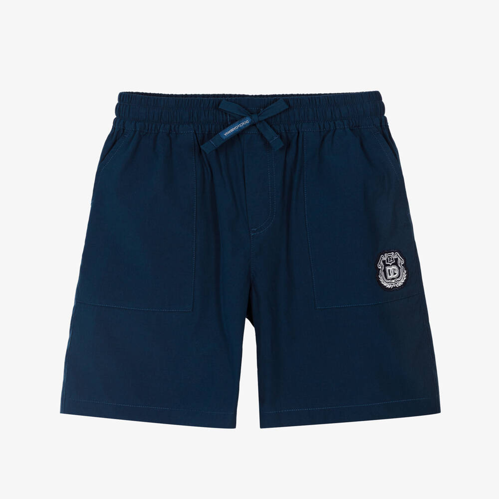 Dolce & Gabbana-Boys Navy Blue Poplin Bermuda Shorts | Childrensalon