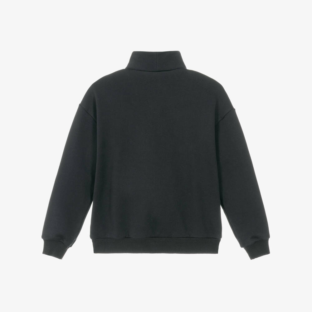 Dolce & Gabbana-Boys Navy Blue Quarter-Zip Sweatshirt with Marina Logo | Childrensalon