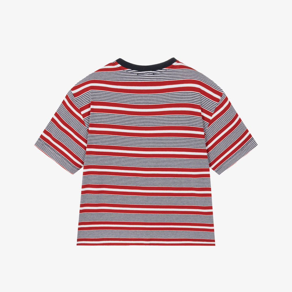 Dolce & Gabbana-Boys Red & Navy Striped T-Shirt | Childrensalon