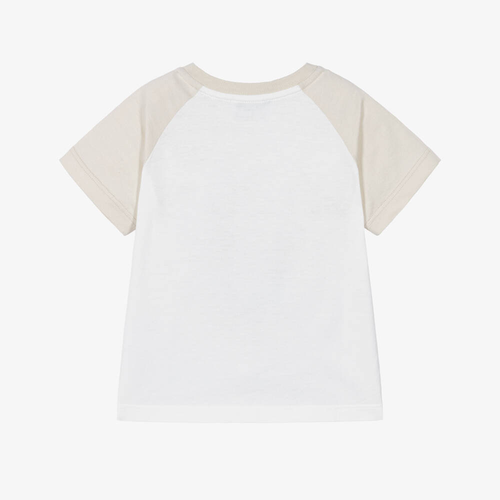 Dolce & Gabbana-Boys White & Beige Leopard T-Shirt with DG Logo | Childrensalon