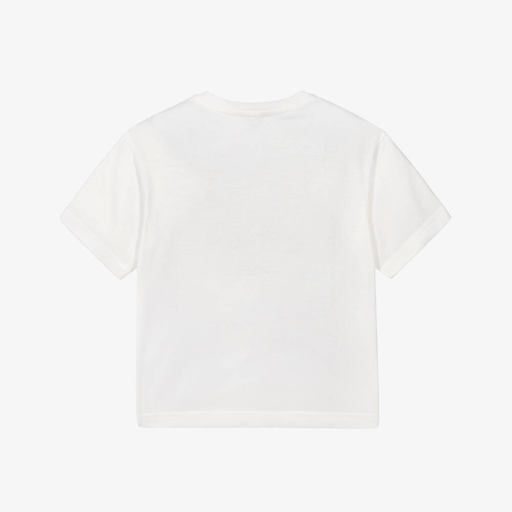Dolce & Gabbana-Boys White Cotton Jersey T-Shirt with Varsity-Style Logo | Childrensalon