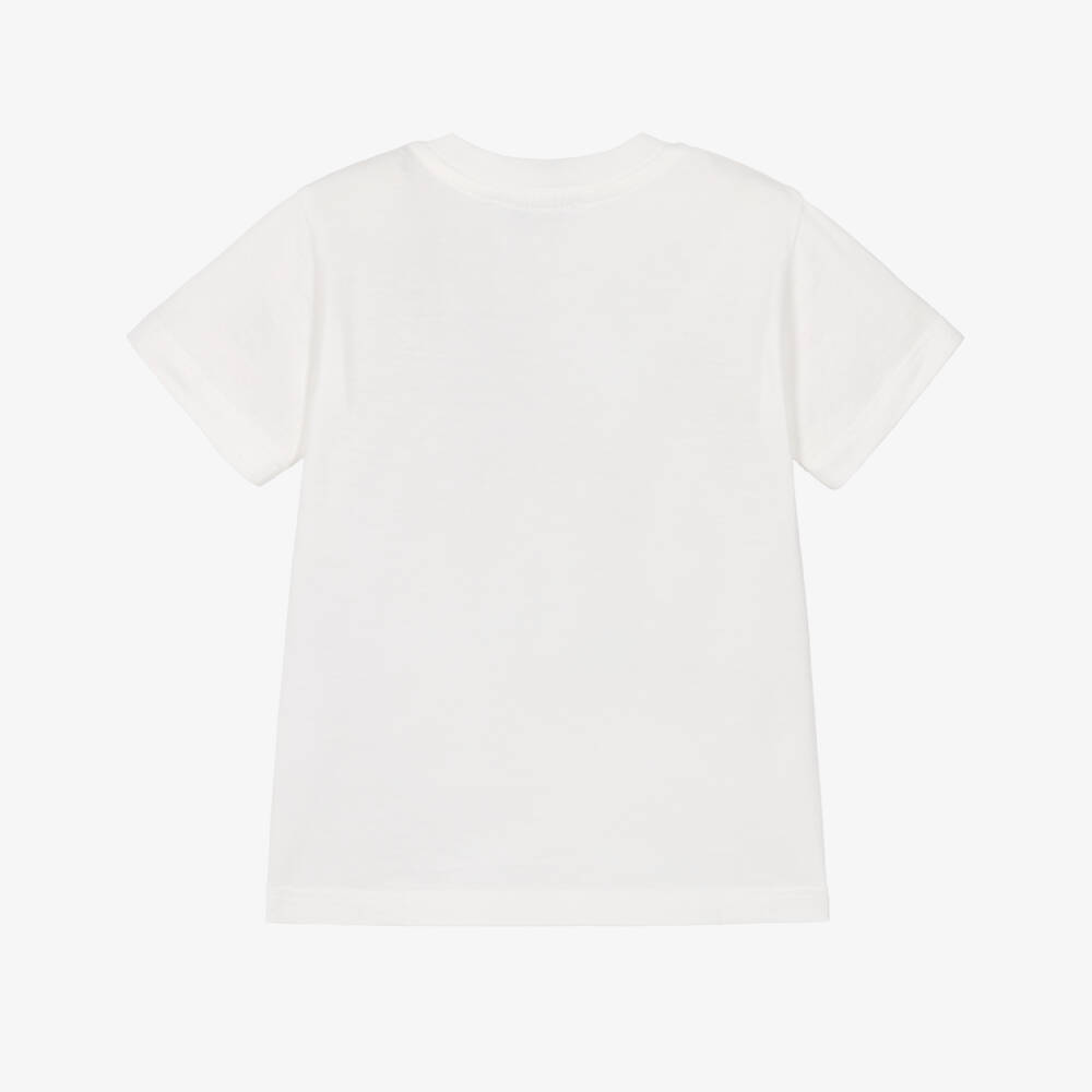 Dolce & Gabbana-Boys White Cotton Leopard T-Shirt with DG Logo | Childrensalon