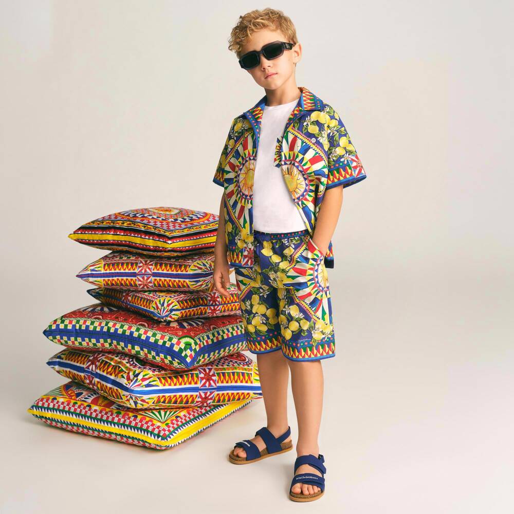 Dolce & Gabbana-تيشيرت قطن بطبعة كاريتو لون أبيض للأولاد | Childrensalon