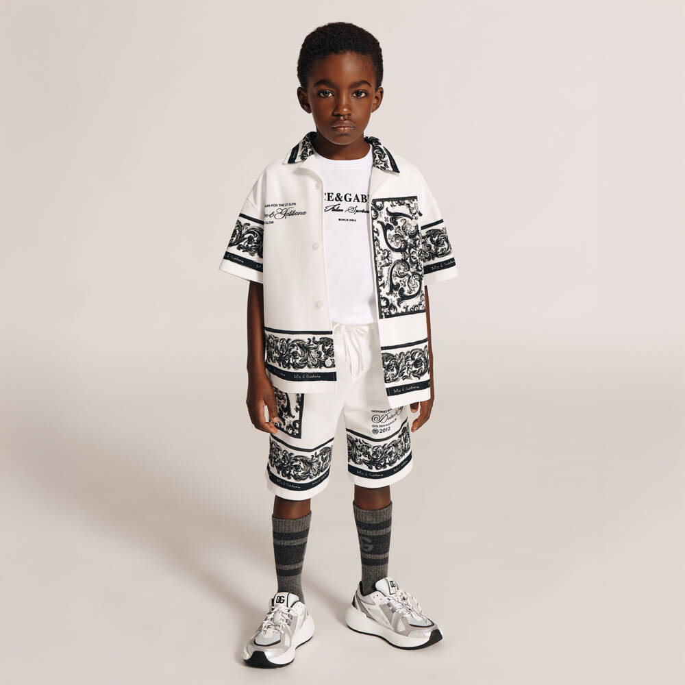 Dolce & Gabbana-تيشيرت قطن لون أبيض للأولاد  | Childrensalon