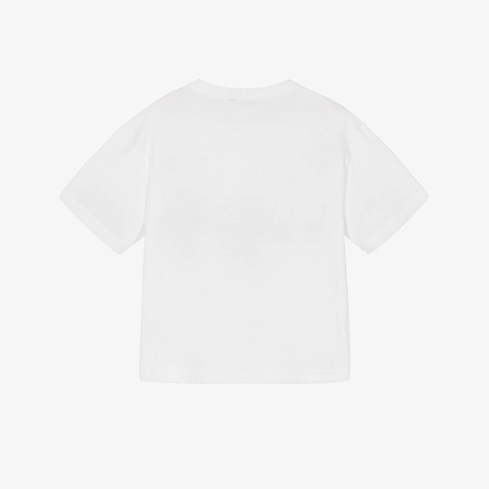Dolce & Gabbana-Boys White Cotton T-Shirt with DG Logo | Childrensalon