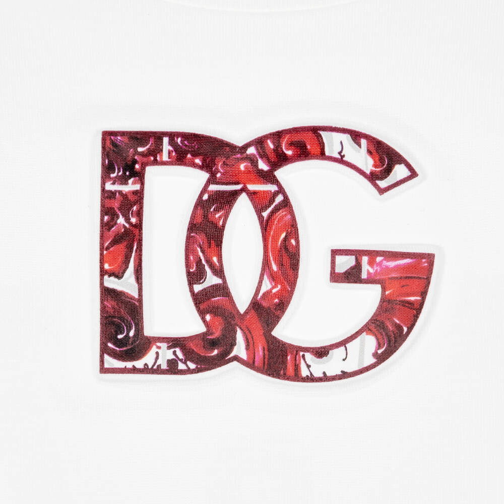 Dolce & Gabbana-Boys White Cotton T-Shirt with DG Logo | Childrensalon