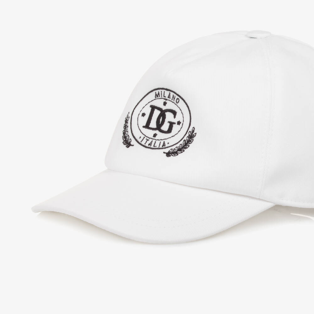 Dolce & Gabbana-Boys White Cotton Twill DG Logo Cap | Childrensalon