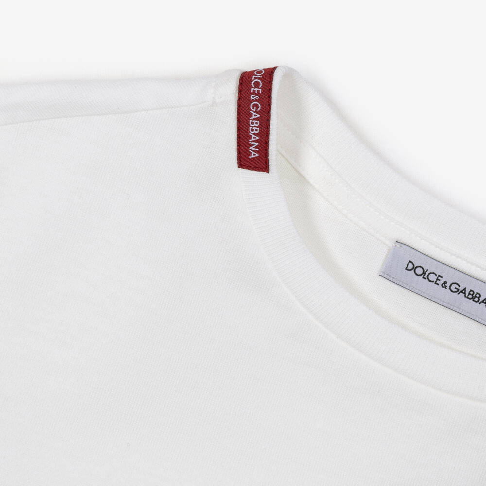 Dolce & Gabbana-Boys White Majolica Print Cotton Jersey T-Shirt | Childrensalon