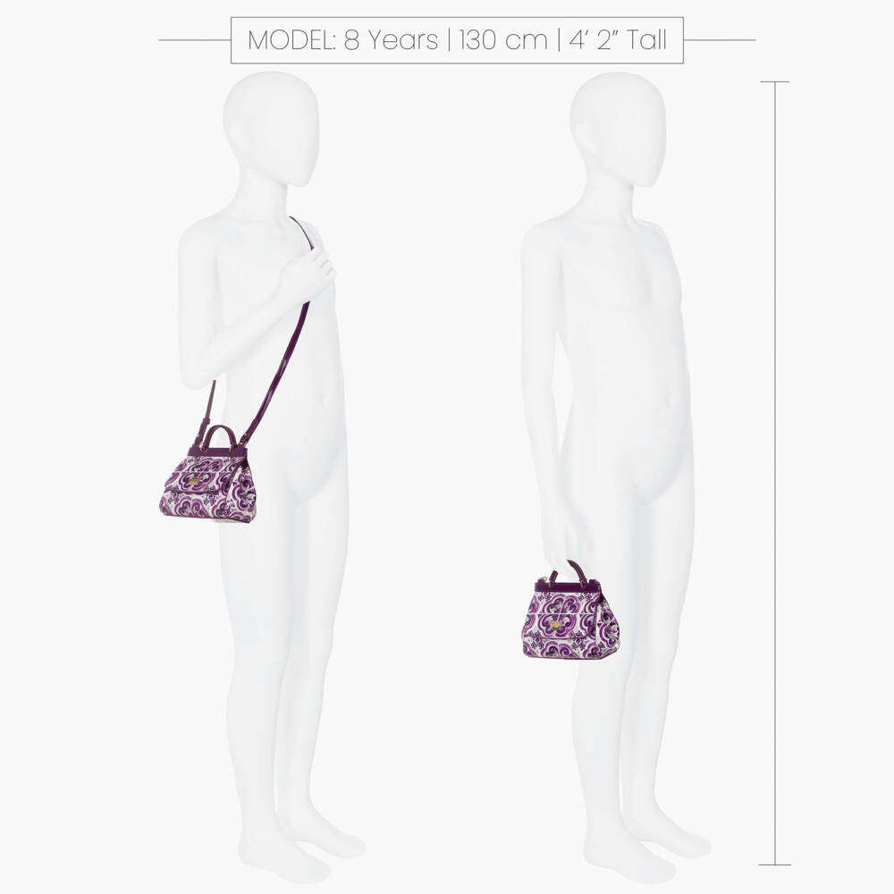 Dolce & Gabbana-Gils Purple Majolica Print Patent Leather Handbag (14cm) | Childrensalon