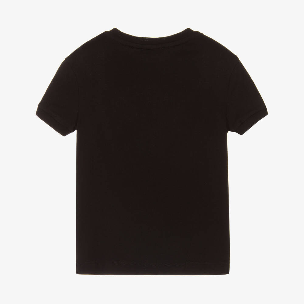 Dolce & Gabbana-Girls Black Cotton Rhinestone DG Logo T-Shirt  | Childrensalon