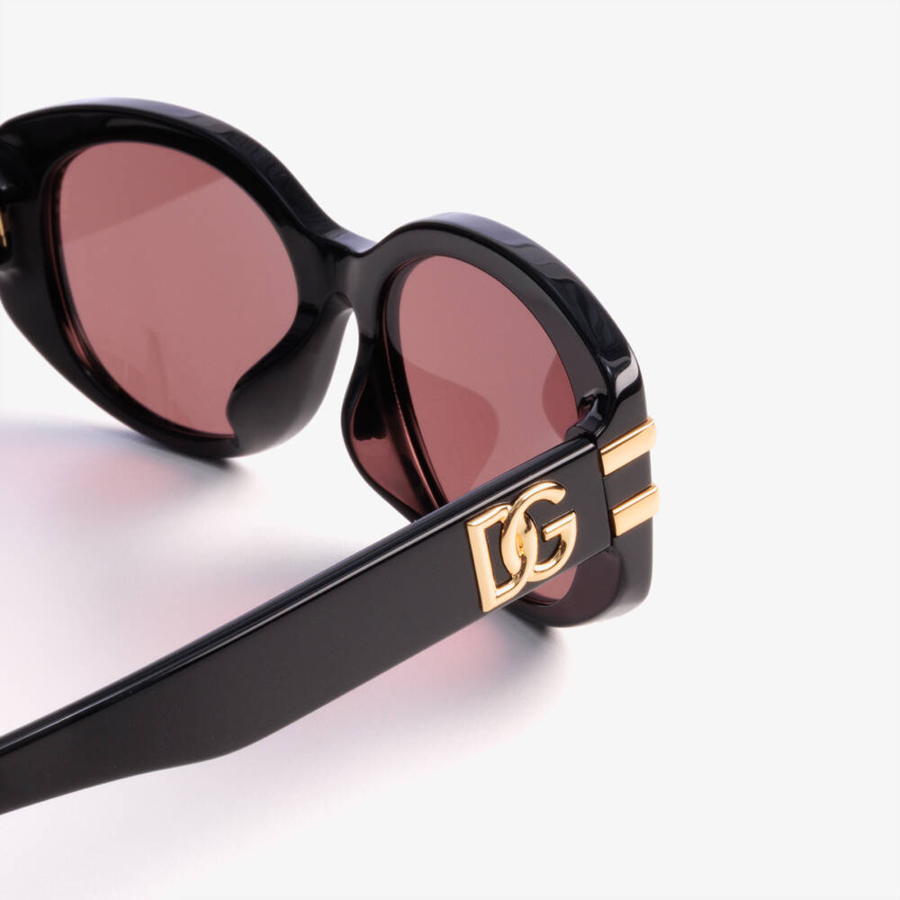 Dolce & Gabbana-Girls Black & Dark Violet Oval Sunglasses | Childrensalon