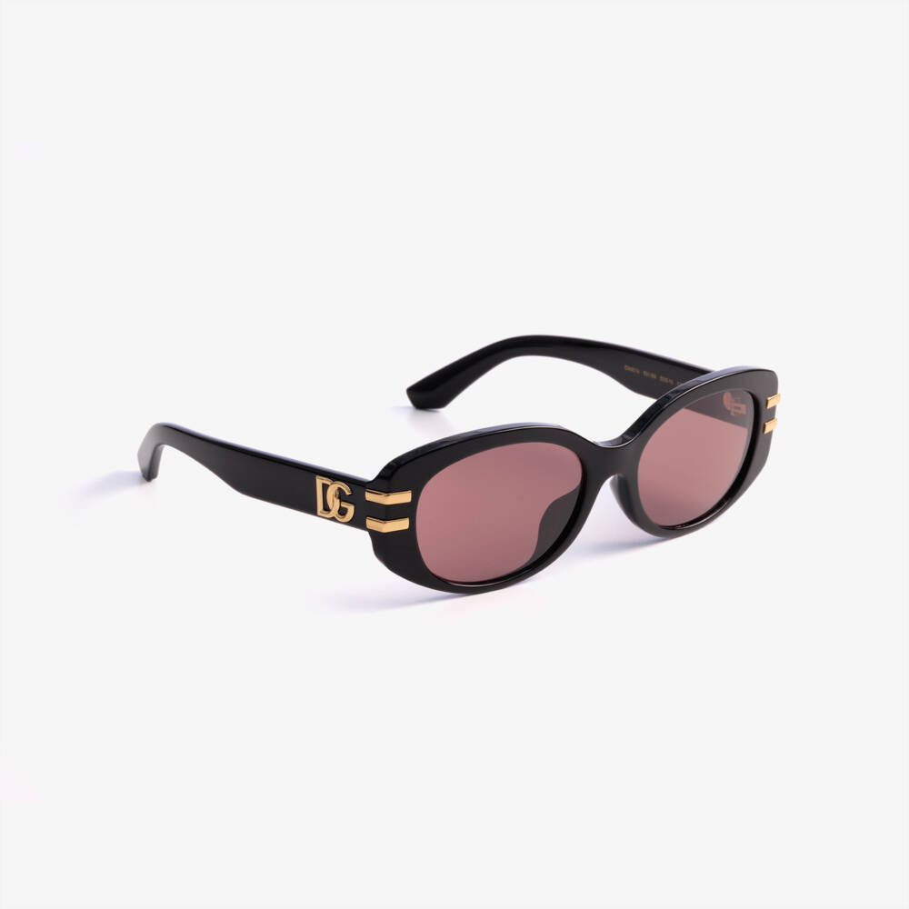 Dolce & Gabbana-Girls Black & Dark Violet Oval Sunglasses | Childrensalon