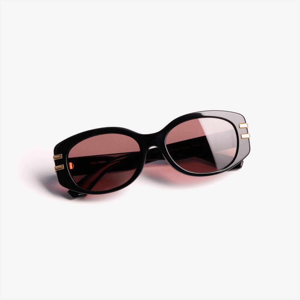 Dolce & Gabbana-Girls Black & Dark Violet Oval Sunglasses | Childrensalon