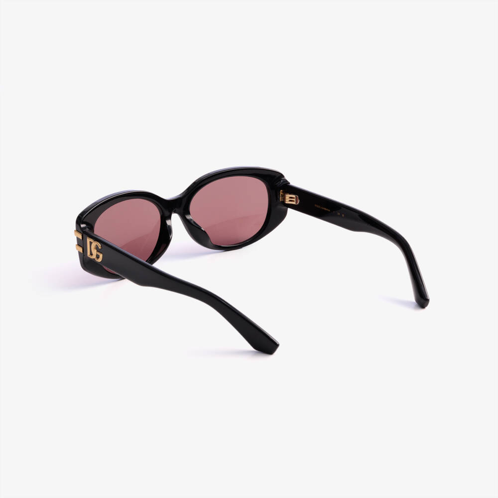 Dolce & Gabbana-Girls Black & Dark Violet Oval Sunglasses | Childrensalon