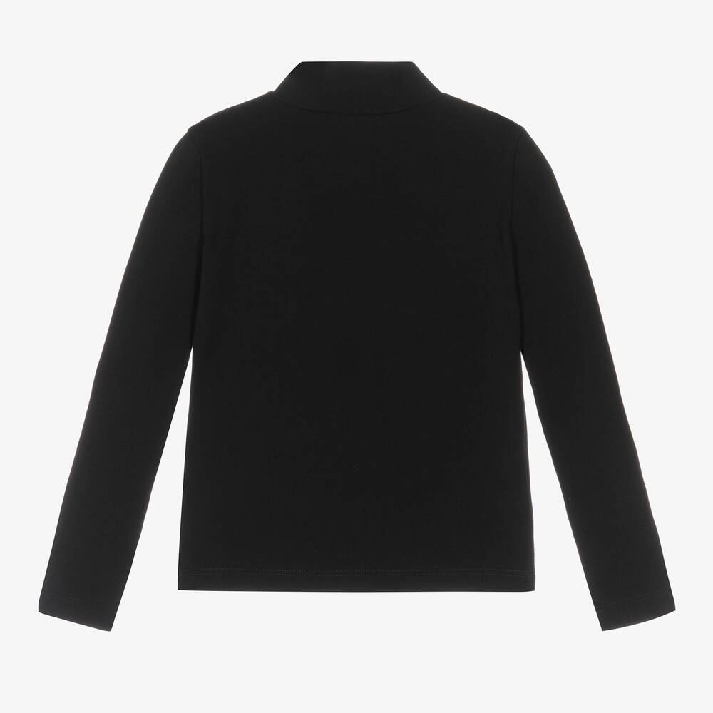 Dolce & Gabbana-Girls Black DG Cotton Turtleneck Top | Childrensalon