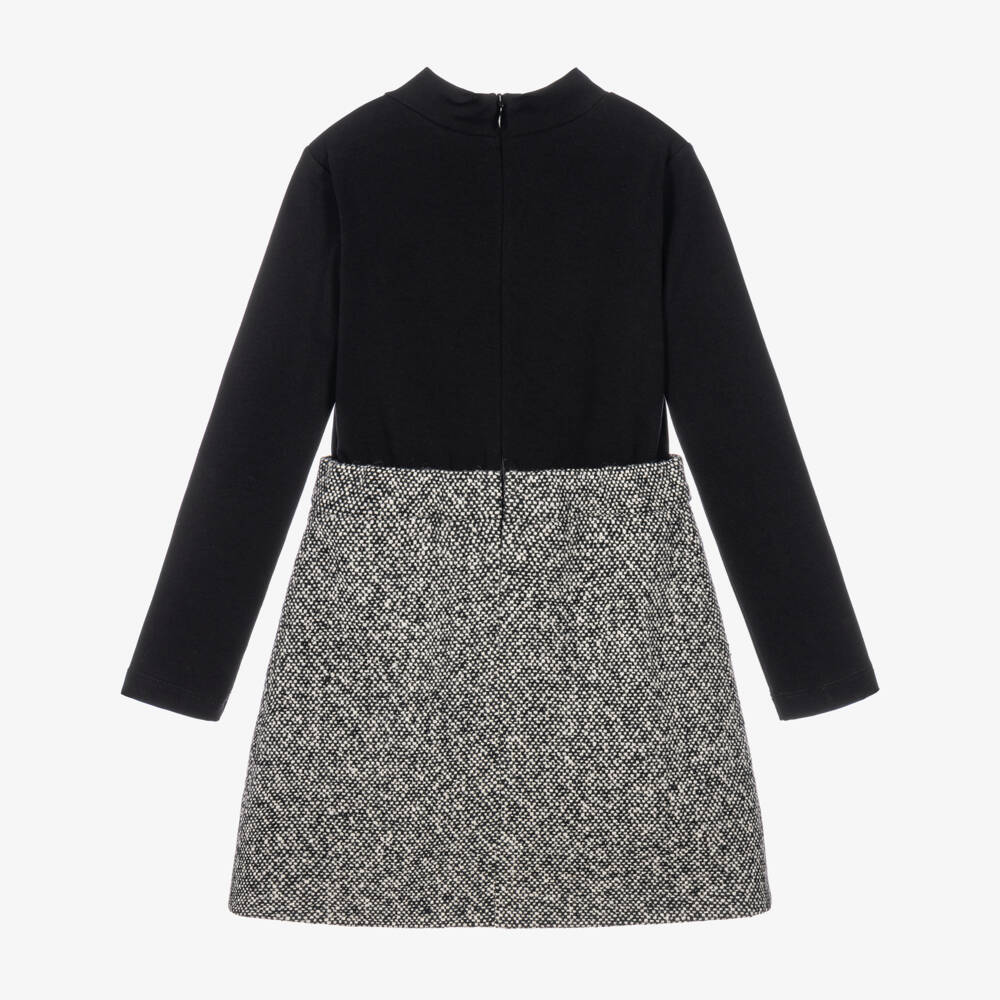 Dolce & Gabbana-Girls Black & Grey Long Sleeve Dress | Childrensalon