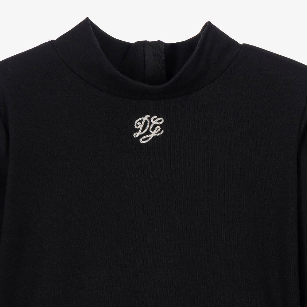 Dolce & Gabbana-Girls Black & Grey Long Sleeve Dress | Childrensalon