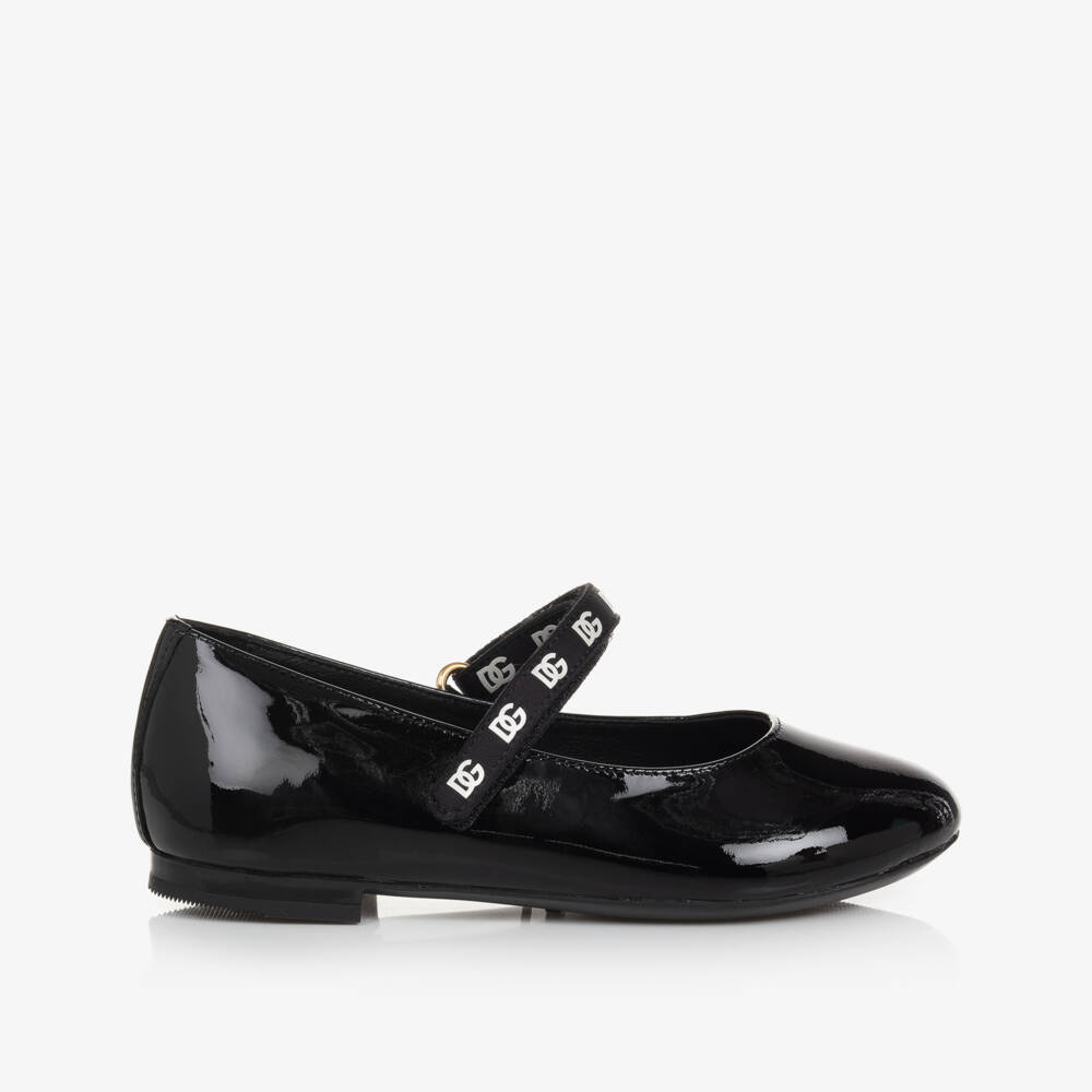 Dolce & Gabbana-Girls Black Patent Leather Pumps | Childrensalon