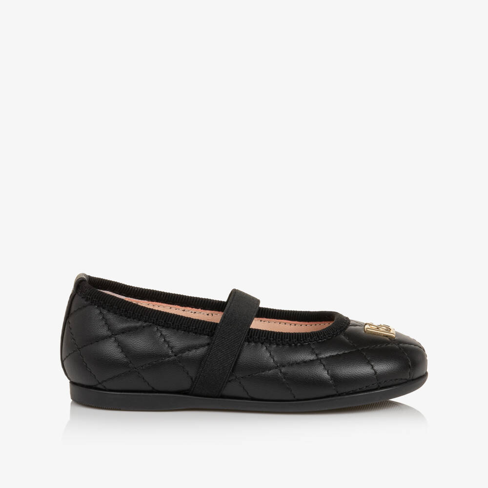 Dolce & Gabbana-Girls Black Quilted Leather Pumps | Childrensalon