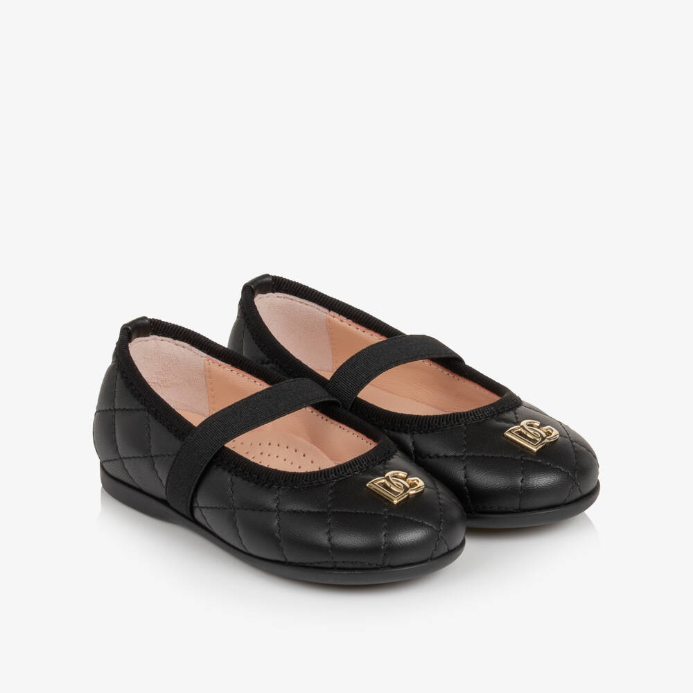 Dolce & Gabbana-Girls Black Quilted Leather Pumps | Childrensalon