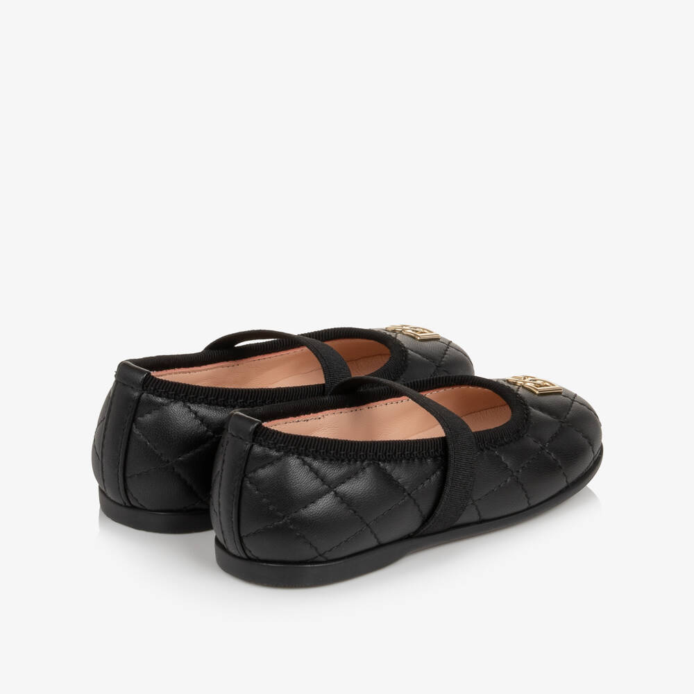 Dolce & Gabbana-Girls Black Quilted Leather Pumps | Childrensalon