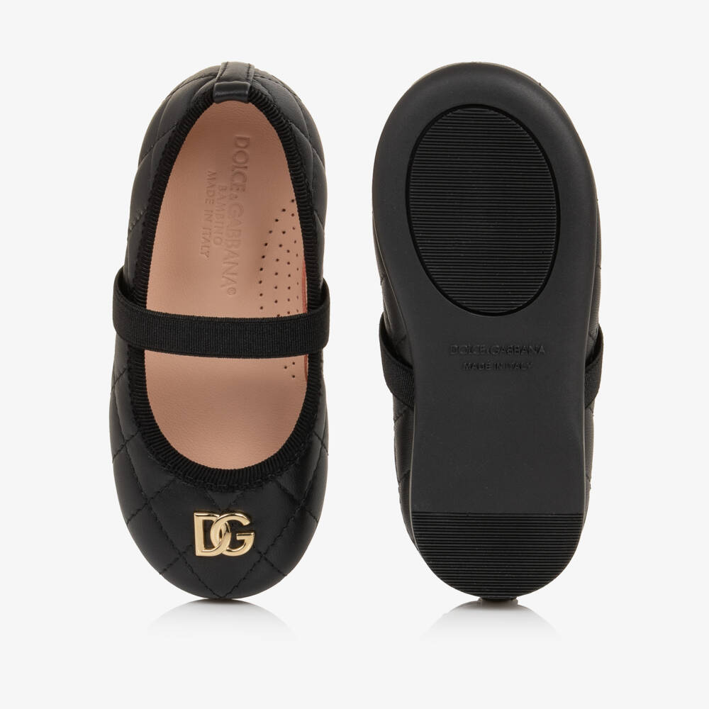 Dolce & Gabbana-Girls Black Quilted Leather Pumps | Childrensalon