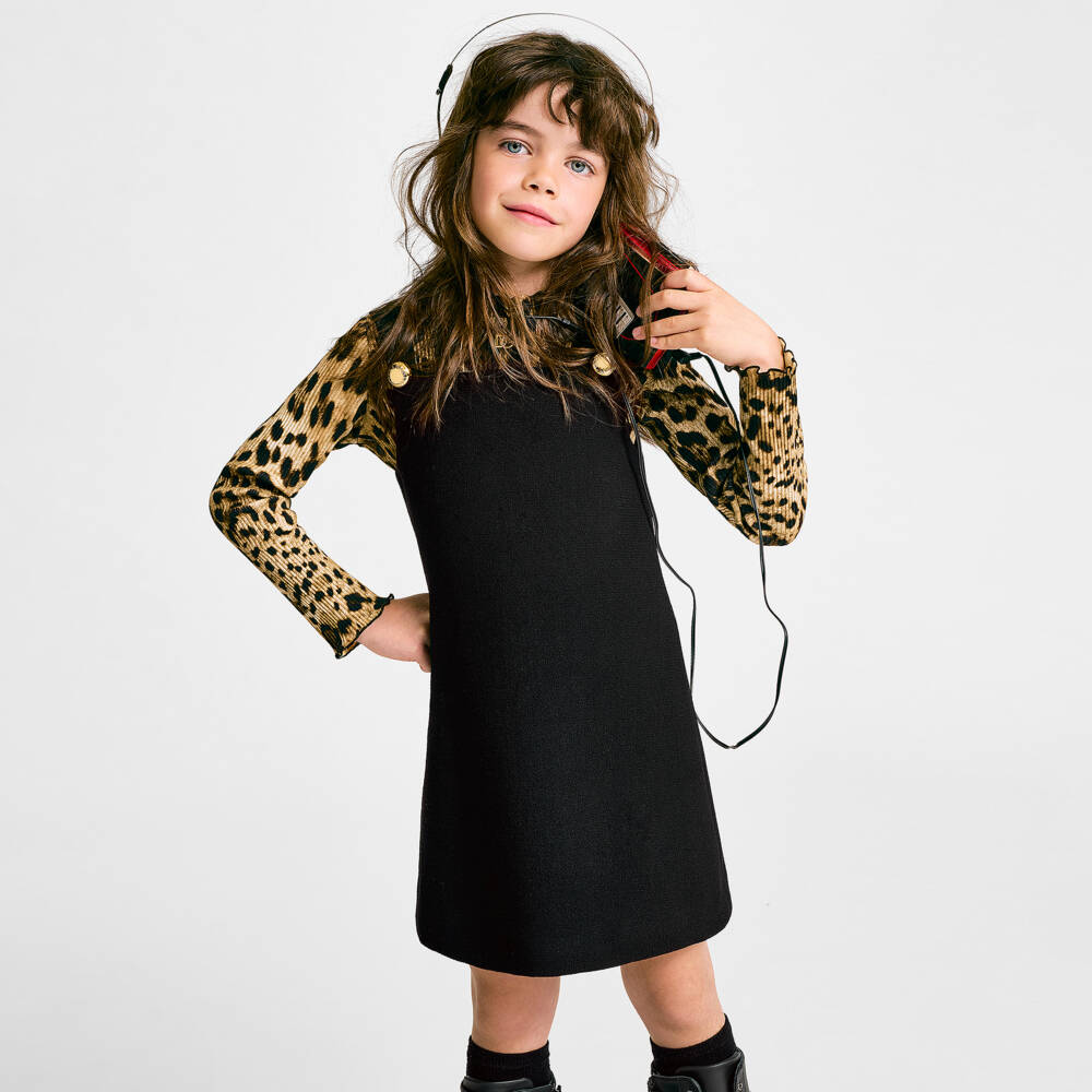 Dolce & Gabbana-فستان كريب بدون أكمام لون أسود للبنات | Childrensalon