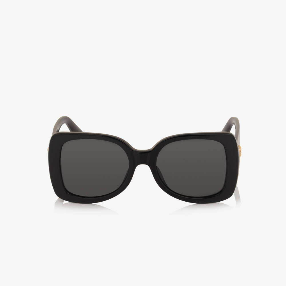 Dolce & Gabbana-Girls Black Square Framed Sunglasses with Gold Heart Logo | Childrensalon