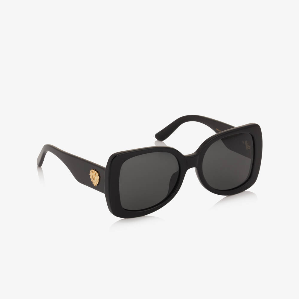 Dolce & Gabbana-Girls Black Square Framed Sunglasses with Gold Heart Logo | Childrensalon