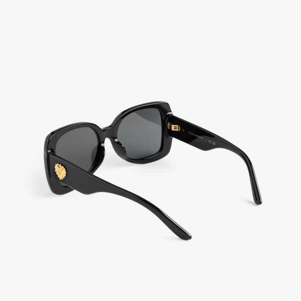 Dolce & Gabbana-Girls Black Square Framed Sunglasses with Gold Heart Logo | Childrensalon